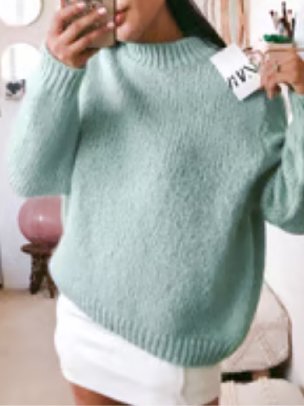 ZARA Oversized Turtleneck & Mock Sweaters sage green women’s small boutique